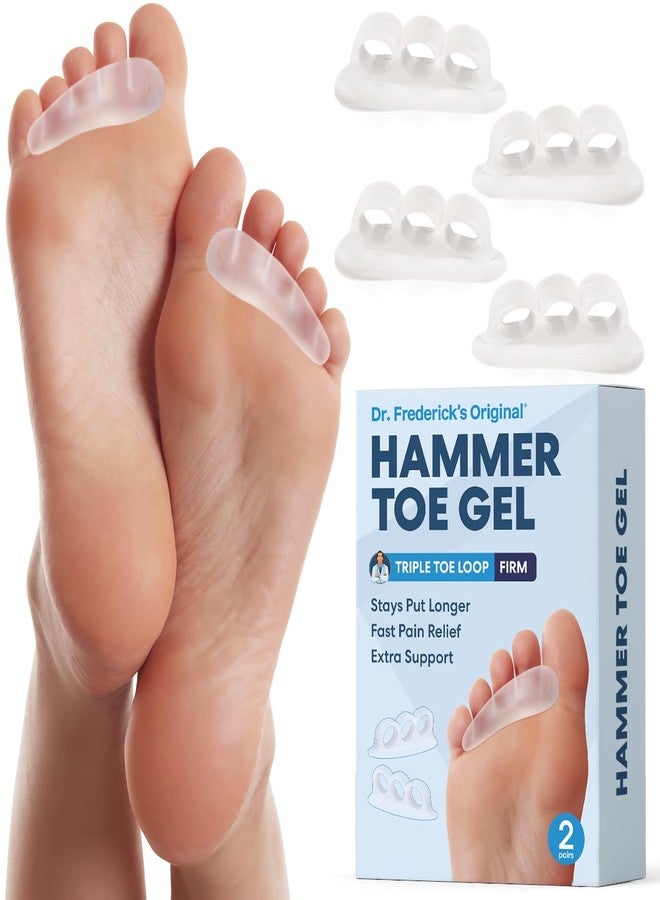 Dr. Frederick's Original Hammer Toe Corrector Gels - 2 Pairs - All-Day Relief for Crooked & Overlapping Toes - Firm Cushioning - Symptomatic Support for Toe Alignment - Clear - 3 Loop Design - Image 1